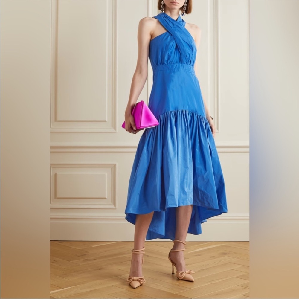 Veronica Beard Radley Taffeta Halter Neck High/Low Midi Dress Size 12